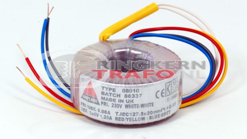 Ringkerntrafo 08010: 230V / 2x6V 15VA