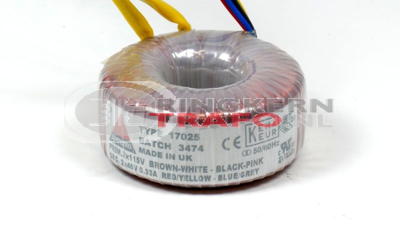 Ringkerntrafo 17025: 2x115V / 2x45V 30VA