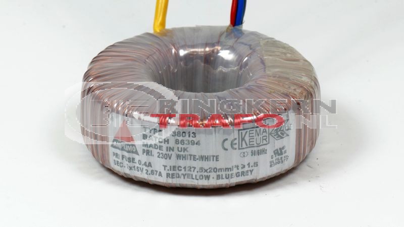 Ringkerntrafo 38013: 230V / 2x15V 80VA